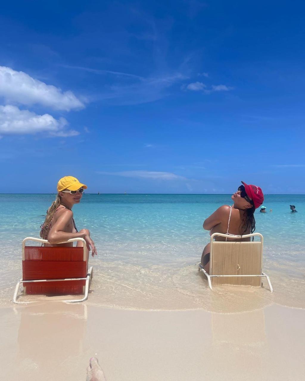 Gigi Hadid and Leah Nicole McCarthy on the Cayman Islands.