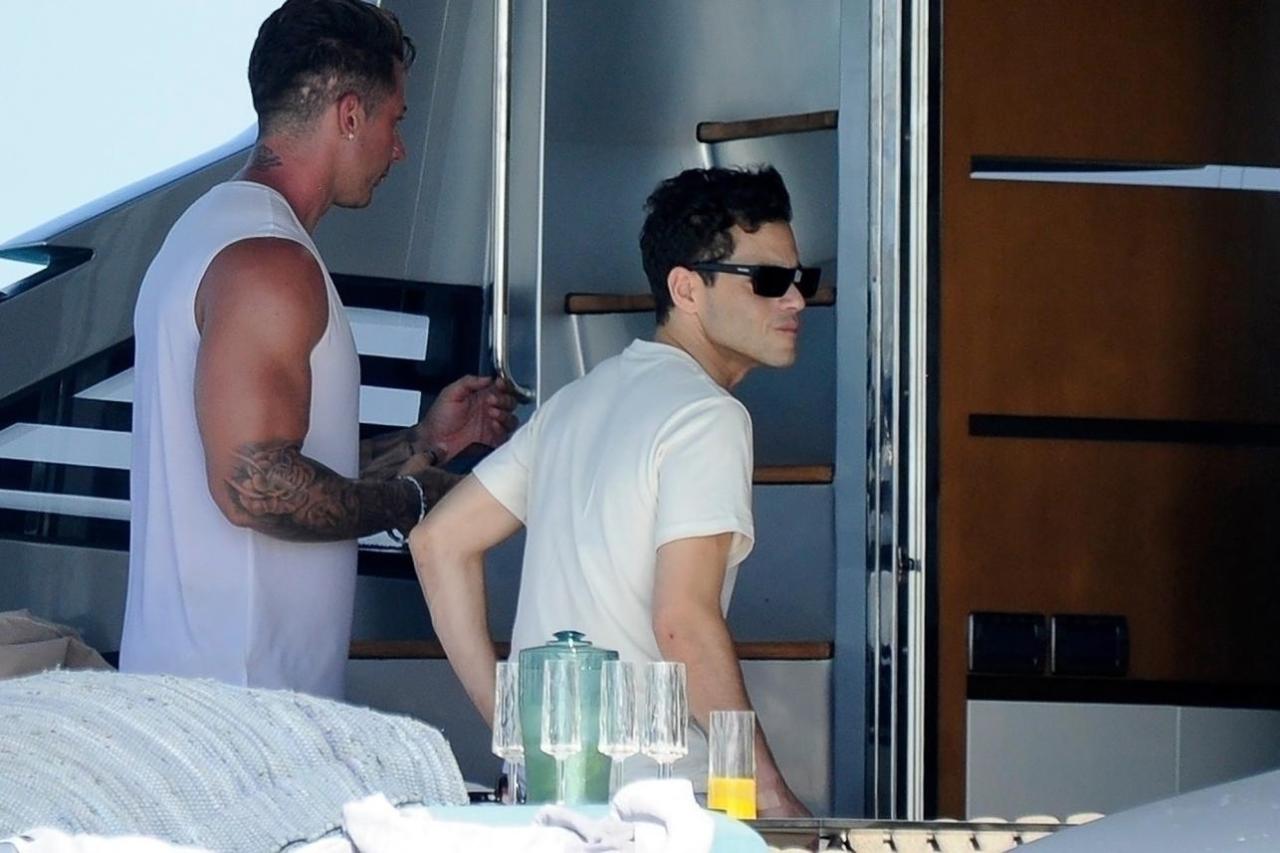 Rami Malek, 41, relaxing on the yacht.