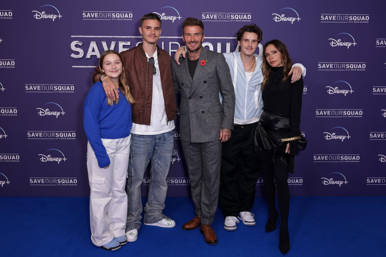 (L to R) Harper Beckham, Romeo Beckham, David Beckham, Cruz Beckham and Victoria Beckham 