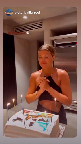  She made a wish over her birthday candles