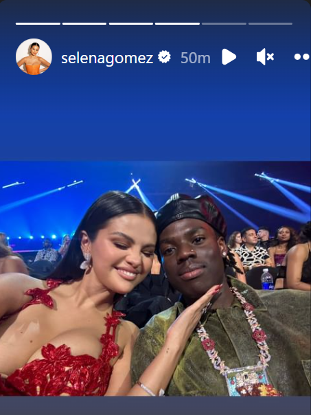 Selena Gomez celebrates 2023 MTV VMAs win with Rema