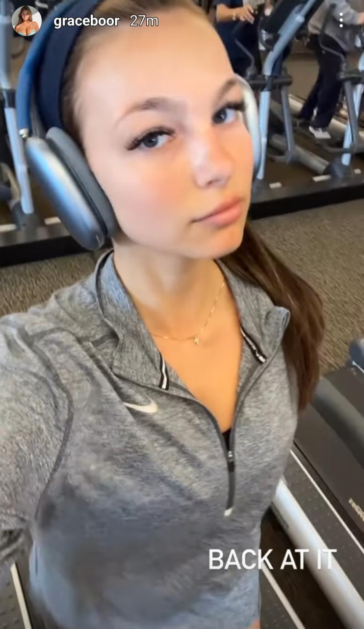 grace boor exercising on instagram story