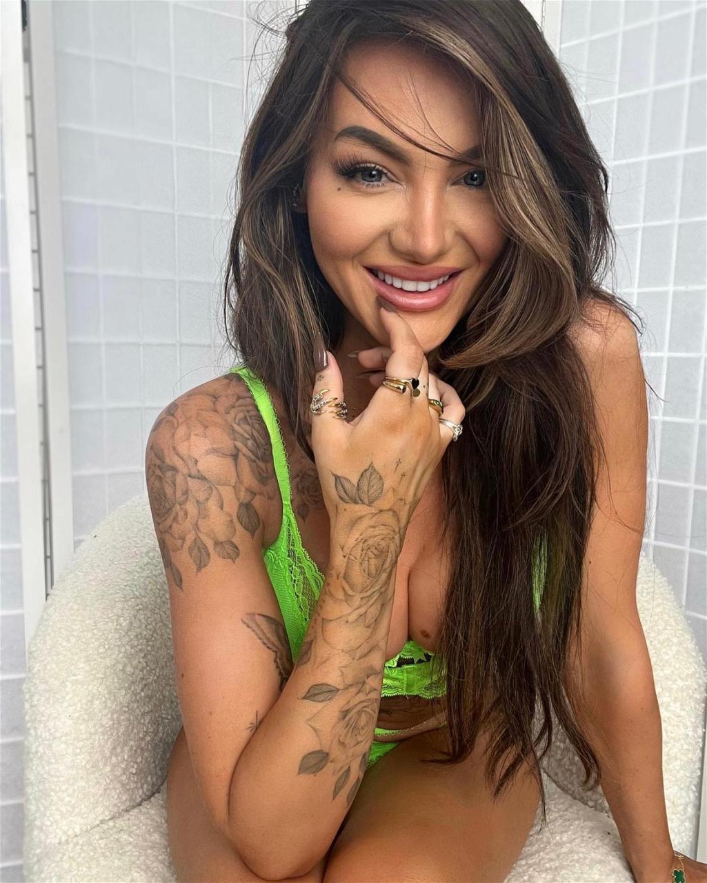 Tattoo Artist Abigail Rawlings Looks Flawless In Neon Green Lingerie