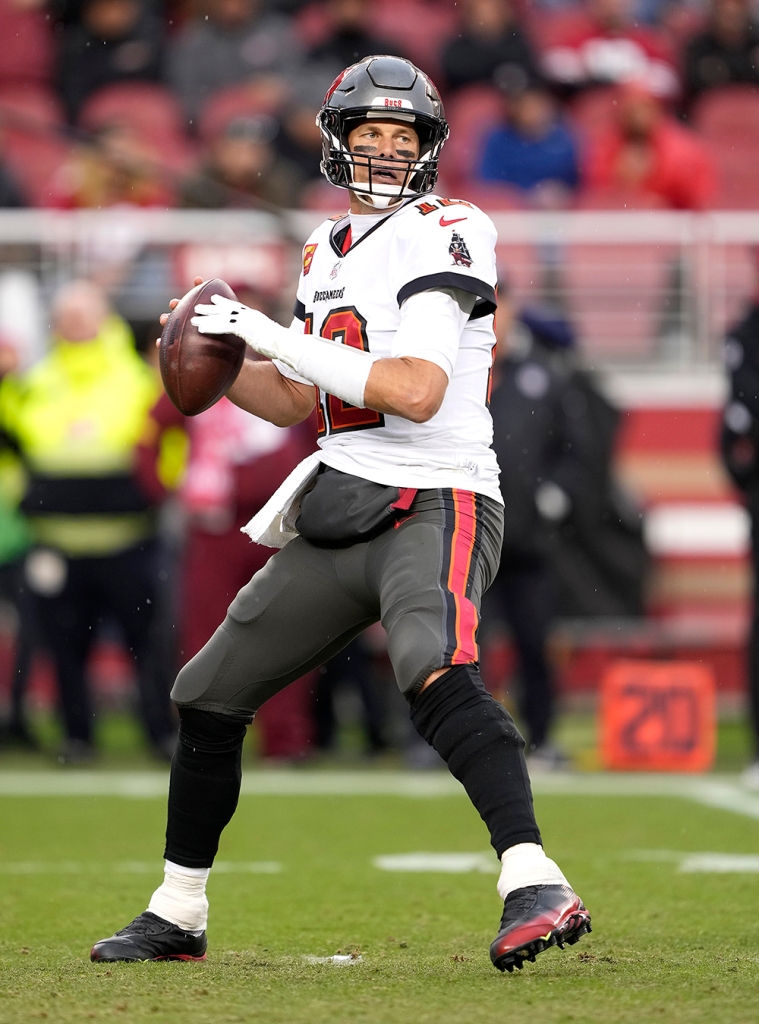 Tom Brady #12 of the Tampa Bay Buccaneers drops back to pass against the San Francisco 49ers during the third quarter of an NFL football game at Levi's Stadium on Dec. 11, 2022 in Santa Clara, California.