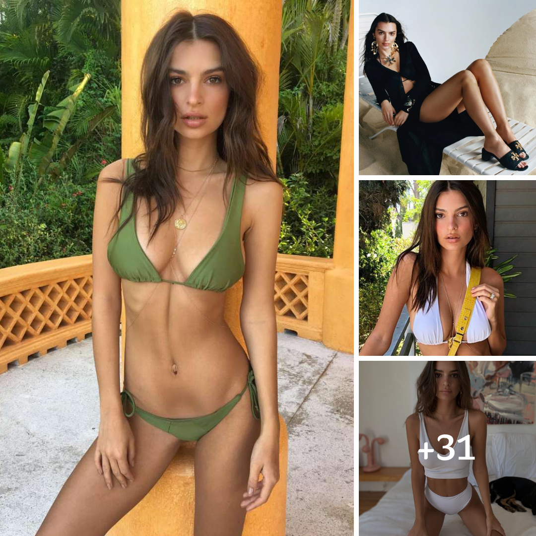 Emily Ratajkowski, 32, shows off her endless legs as she poses in black cardigan and kitten heels