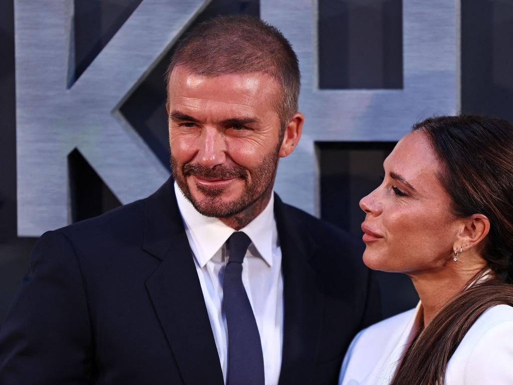 Becks and Posh pose on the red carpet, Picture: AFP