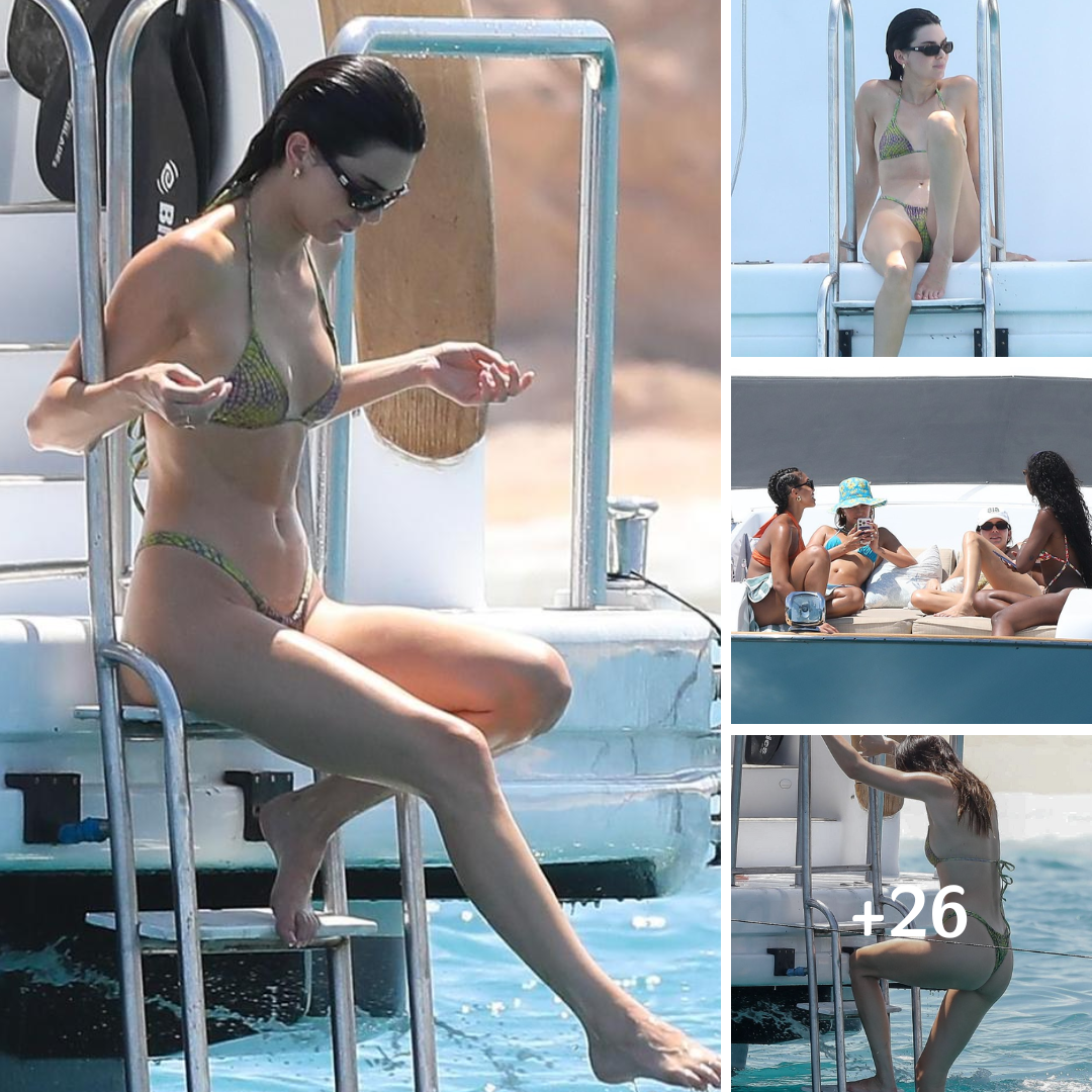 Kendall Jenner puts on a VERY cheeky display in thong bikini on a yacht while vacationing with BFFs Hailey Bieber and Lori Harvey in Cabo San Lucas