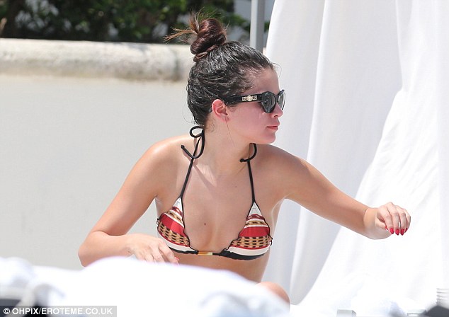 Getting toasty: The Wizards of Waverly Place actress clearly enjoyed her time in the sun