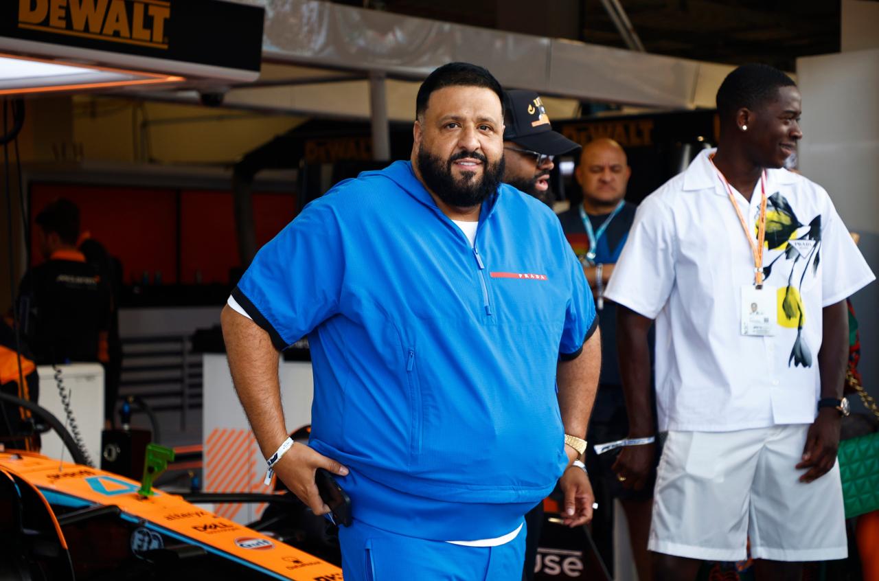 DJ Khalid at the Miami Grand Prix... before his awkward chat with Martin Brundle