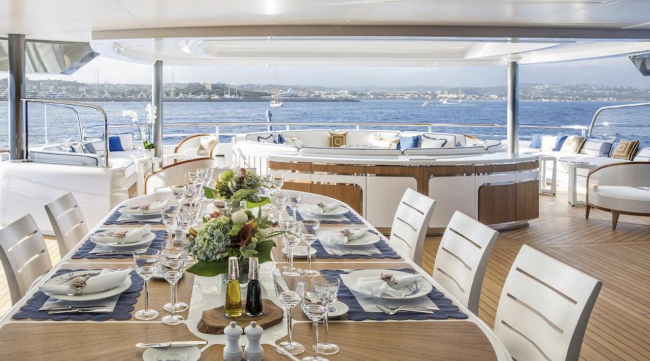 Fine dining has never been better on board Beckham's lavish yacht