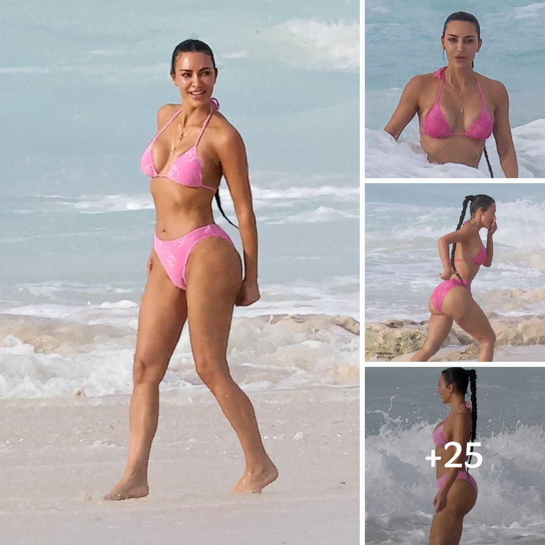 Kim Kardashian trades her Skims for a $7K vintage pink Chanel bikini in Turks and Caicos