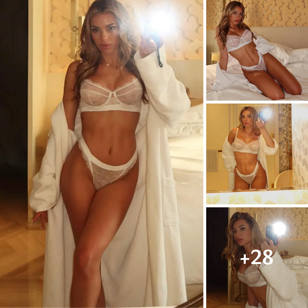 Georgia Hassarati Flaunts Her Curves In Lacy White Lingerie