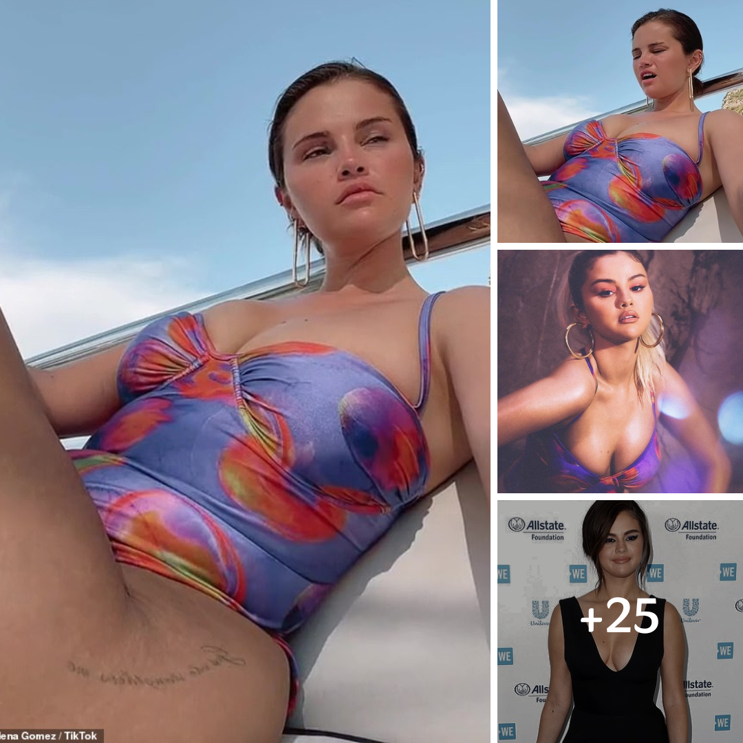 Makeup-free Selena Gomez shares body positive TikTok in skintight swimsuit