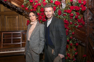 Image may contain David Beckham Human Person Clothing Apparel Victoria Beckham Plant Fashion Flower and Blossom