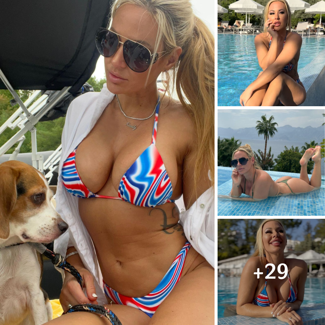 Kindly Myers Hits The Pool In A Red, White, and Blue Thong Bikini