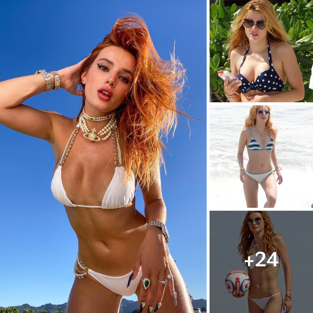 Bella Thorne Sunbathes In Glitter Chanel Bikini With ‘Peaches’ Energy