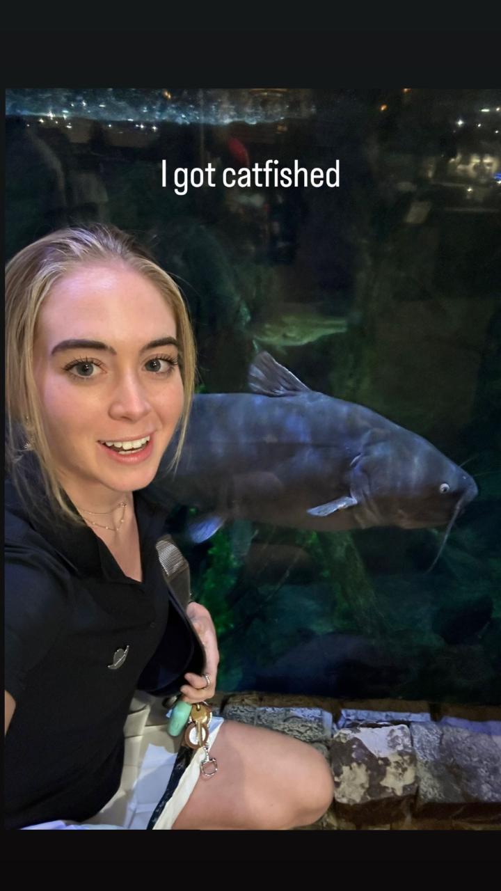 The 22-year-old joked she had been 'catfished' after a visit to an aquarium