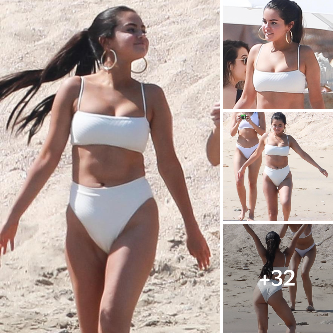 Selena Gomez looks happier than ever as she parades around in white bikini