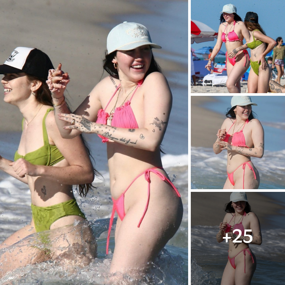 Noah Cyrus Hits The Beach In Skimpy Pink Bikini