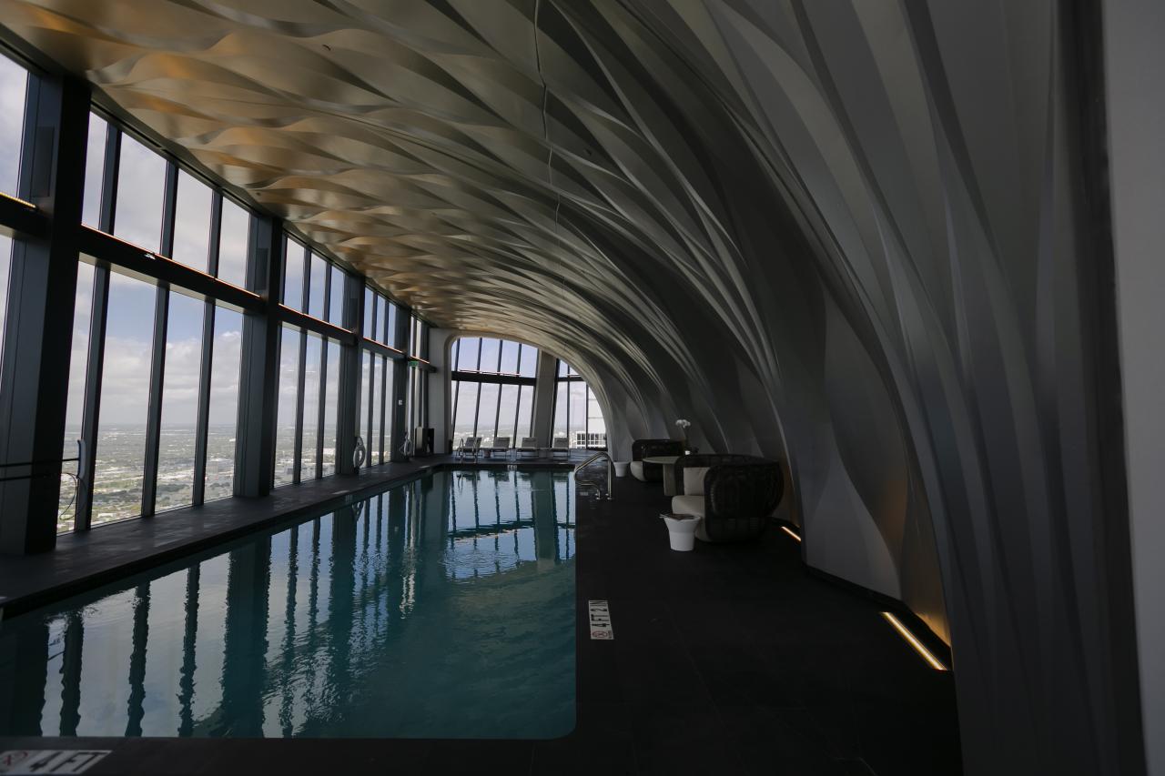 The complex boasts a stunning indoor pool