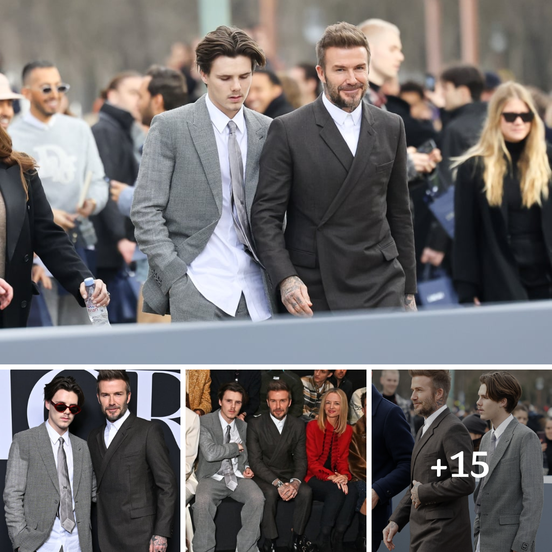 David and Cruz Beckham Look Dapper Sitting Front Row at Paris Fashion Week