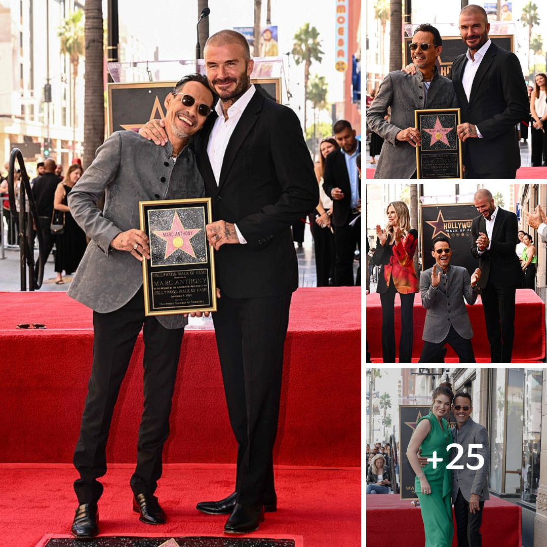 Marc Anthony is honored with a star on the Hollywood Walk Of Fame… as friend David Beckham SURPRISES him with a heartwarming speech