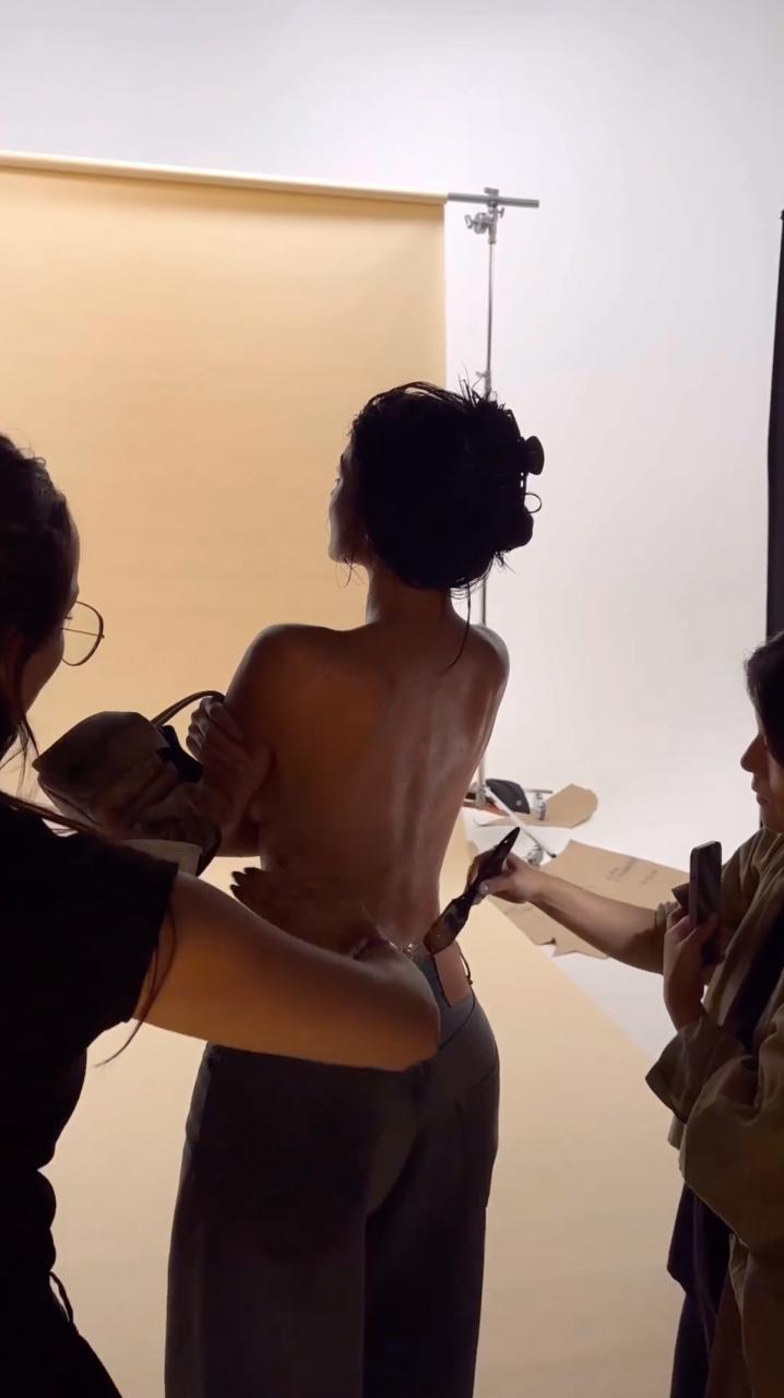 The Kardashians star shared a video of herself getting ready for a photoshoot