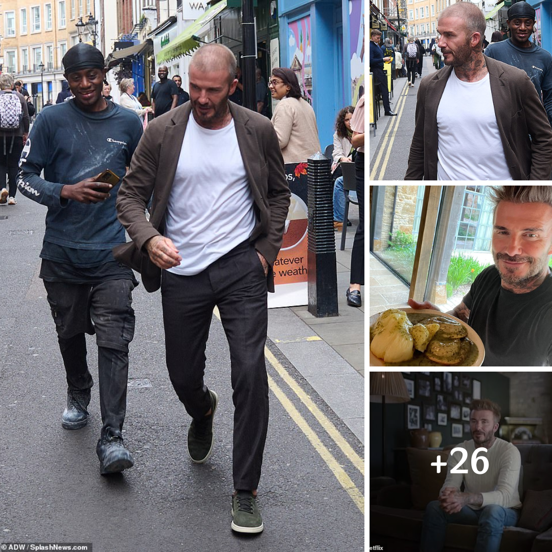 David Beckham goes back to his roots as he films in a pie and mash shop after trailer is released of his bombshell Netflix documentary