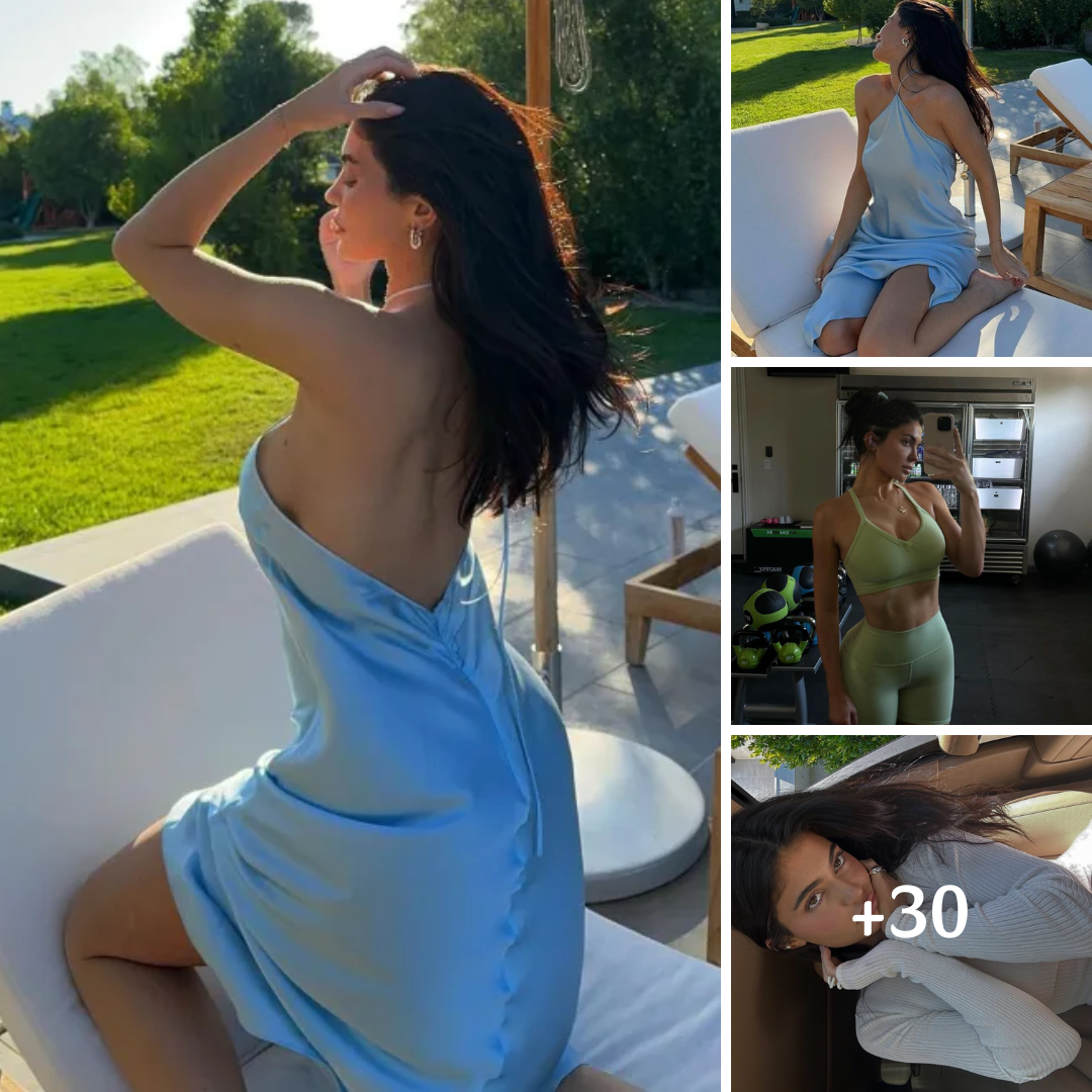 Kylie Jenner goes braless and shows off sideboob in silk dress as she lounges in backyard of $36M LA mansion