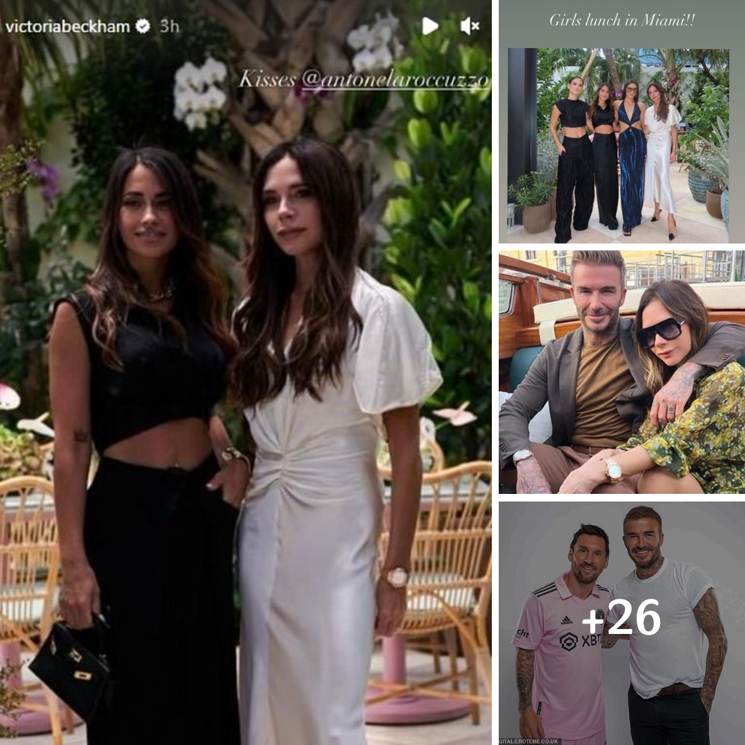 Lionel Messi’s wife Antonela Roccuzzo joins David Beckham’s wife Victoria for a ‘girl’s lunch in Miami’… as pair dress up to celebrate their friend Isabela Grutman’s fashion launch