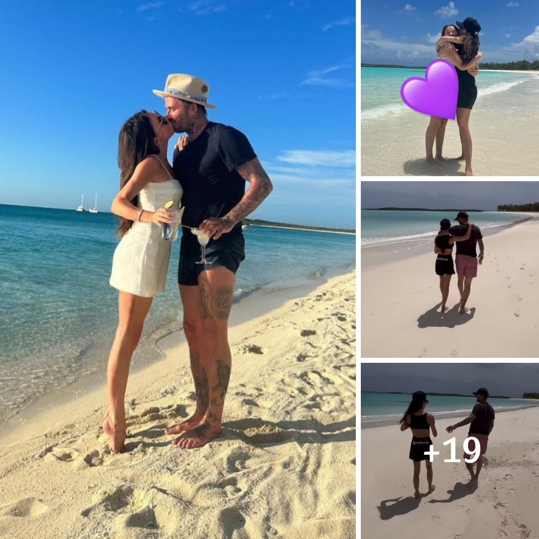 Victoria and David Beckham cosy up on romantic beach walk on holiday to celebrate her 49th birthday