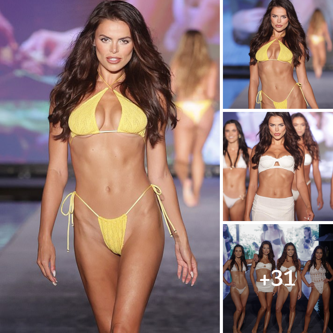 Brooks Nader wows in two bikinis while Nicole Williams English carries her BABY at SI Swimsuit show