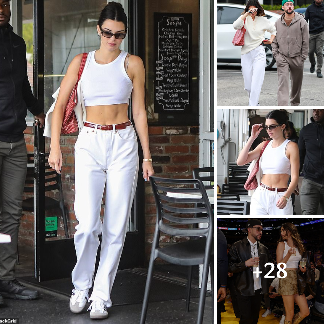 Kendall Jenner shows off her toned abs as she joins rumored boyfriend Bad Bunny on a lunch date