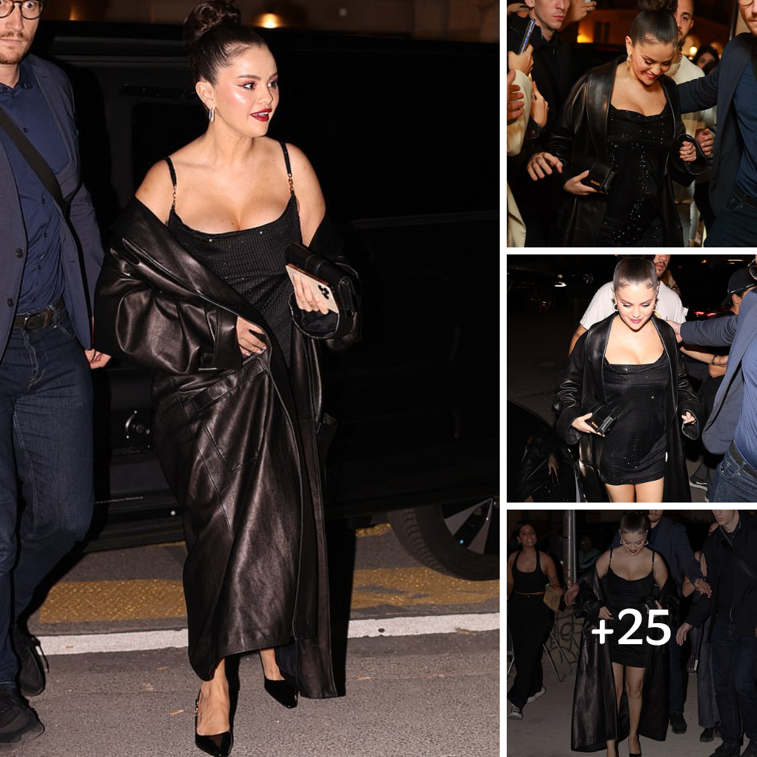 Selena Gomez shines in a dazzling black dress during Paris Fashion Week, as she enjoys dinner with BFF Nicola Peltz