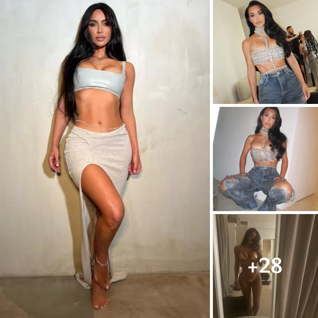 Kim Kardashian sizzles in world’s teeniest diamond crop top that clings to her curves