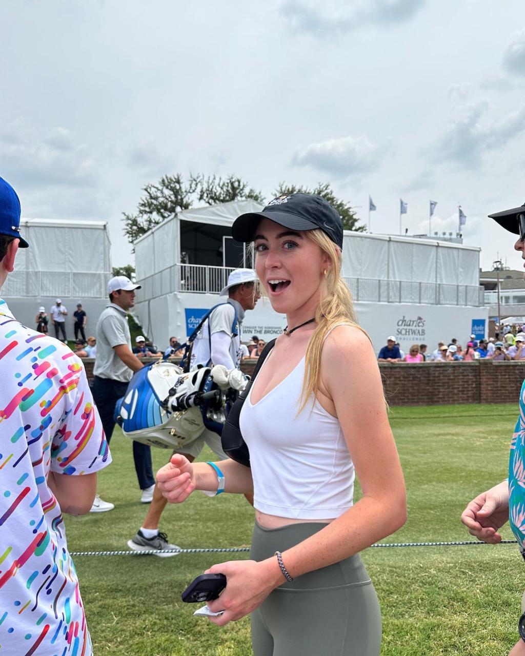 She appeared to be having a great time while following players around the course