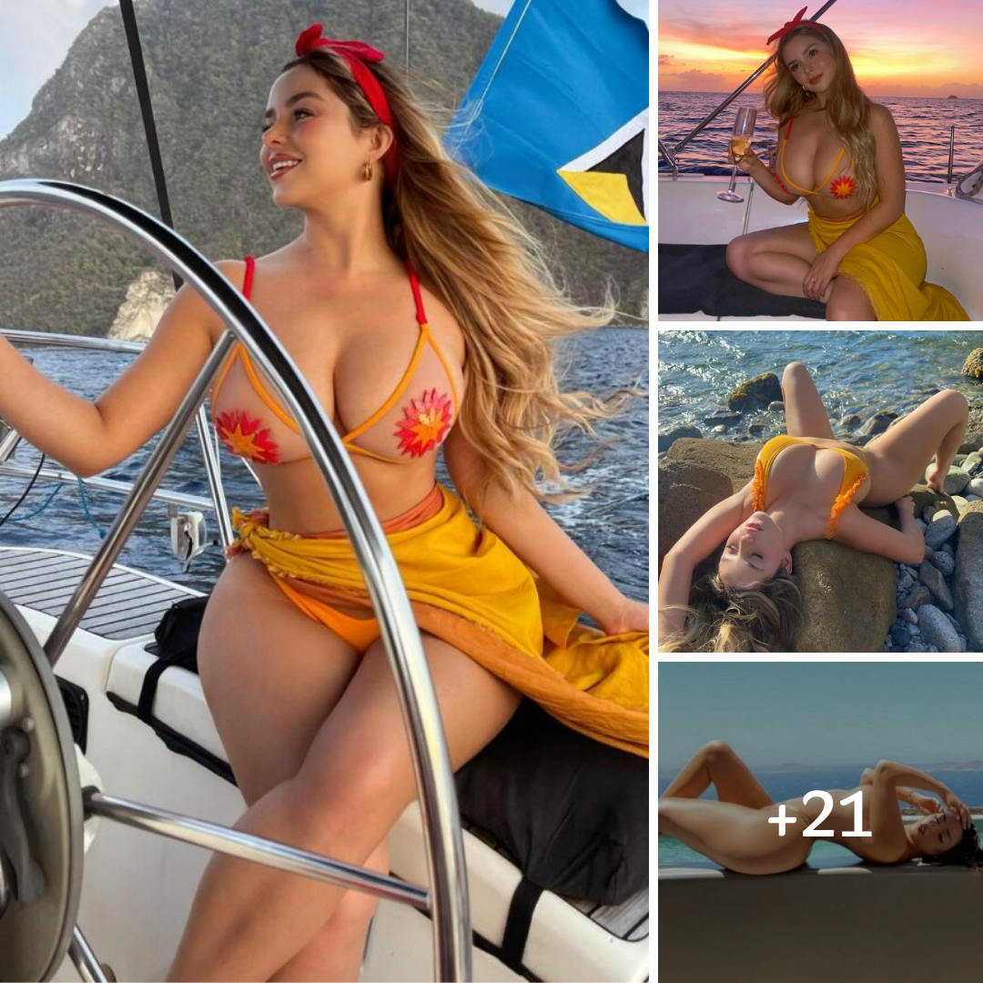 Demi Rose Drives A Boat While Flashing Chest In Her Sheer Bikini Top