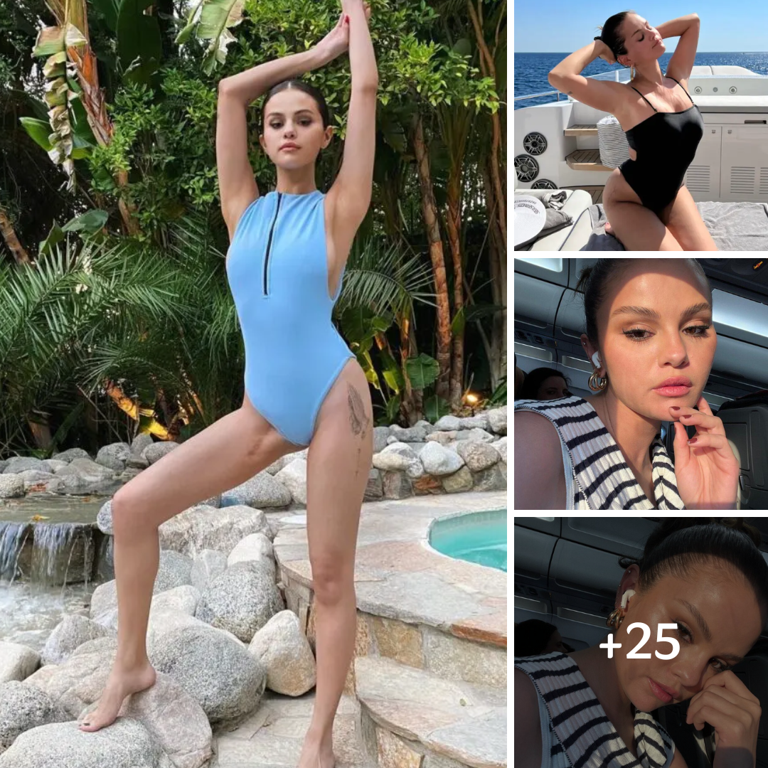 Selena Gomez Soaks Up The Sun In Her Black Swimsuit With High Leg Cuts