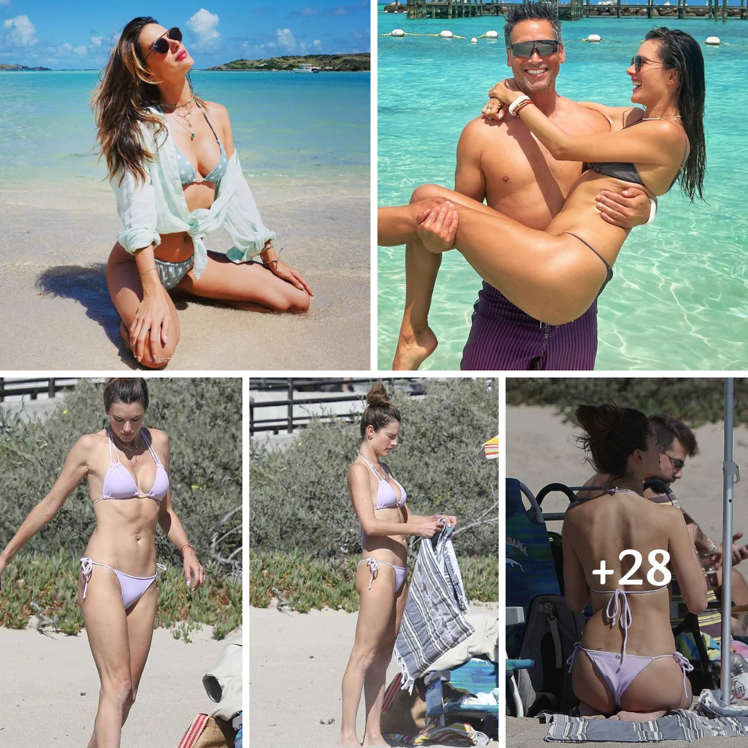 Alessandra Ambrosio Flaunts Her Toned Abs In A Lavender Swim-suit At The Beach: photos