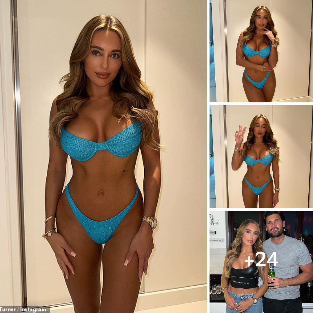 Amber Turner shows off her toned figure in a blue bikini after hinting she’s dating again following claims ex Dan Edgar accused her of messaging another man during their relationship