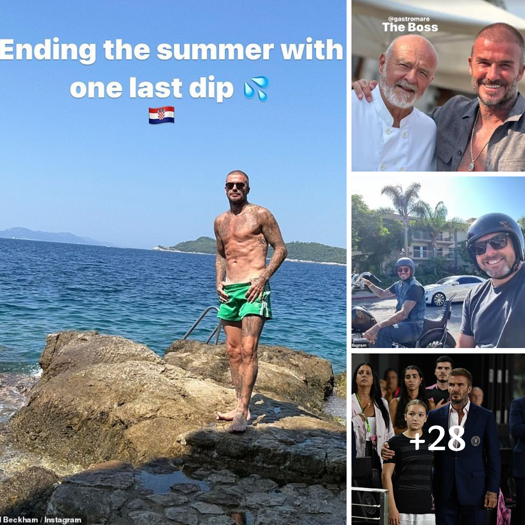 David Beckham shows off chiseled physique with a new shirtless snap as he takes ‘one last dip’ in Croatia to close out his summer