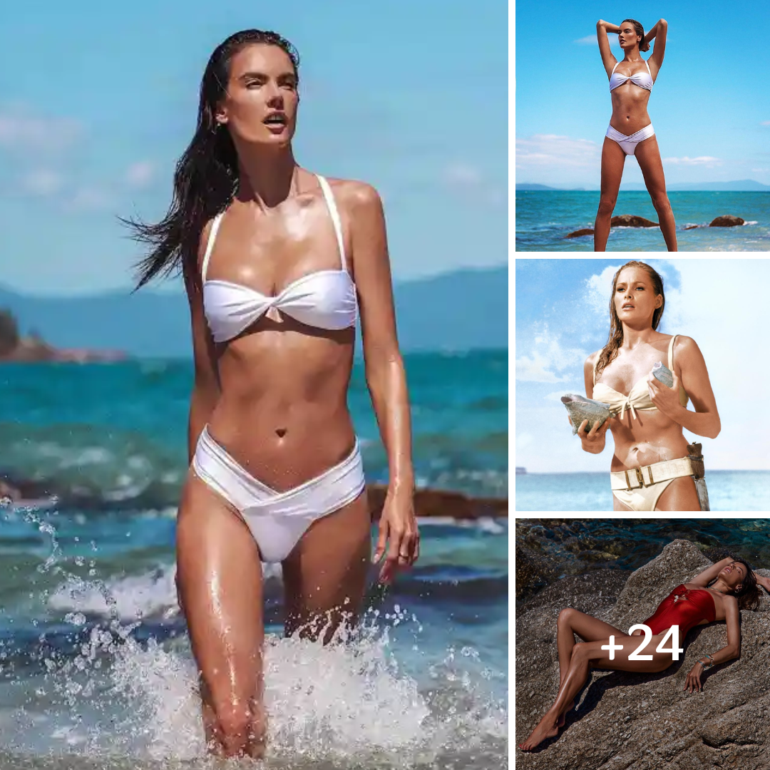 Alessandra Ambrósio channels iconic James Bond image in stunning white bikini