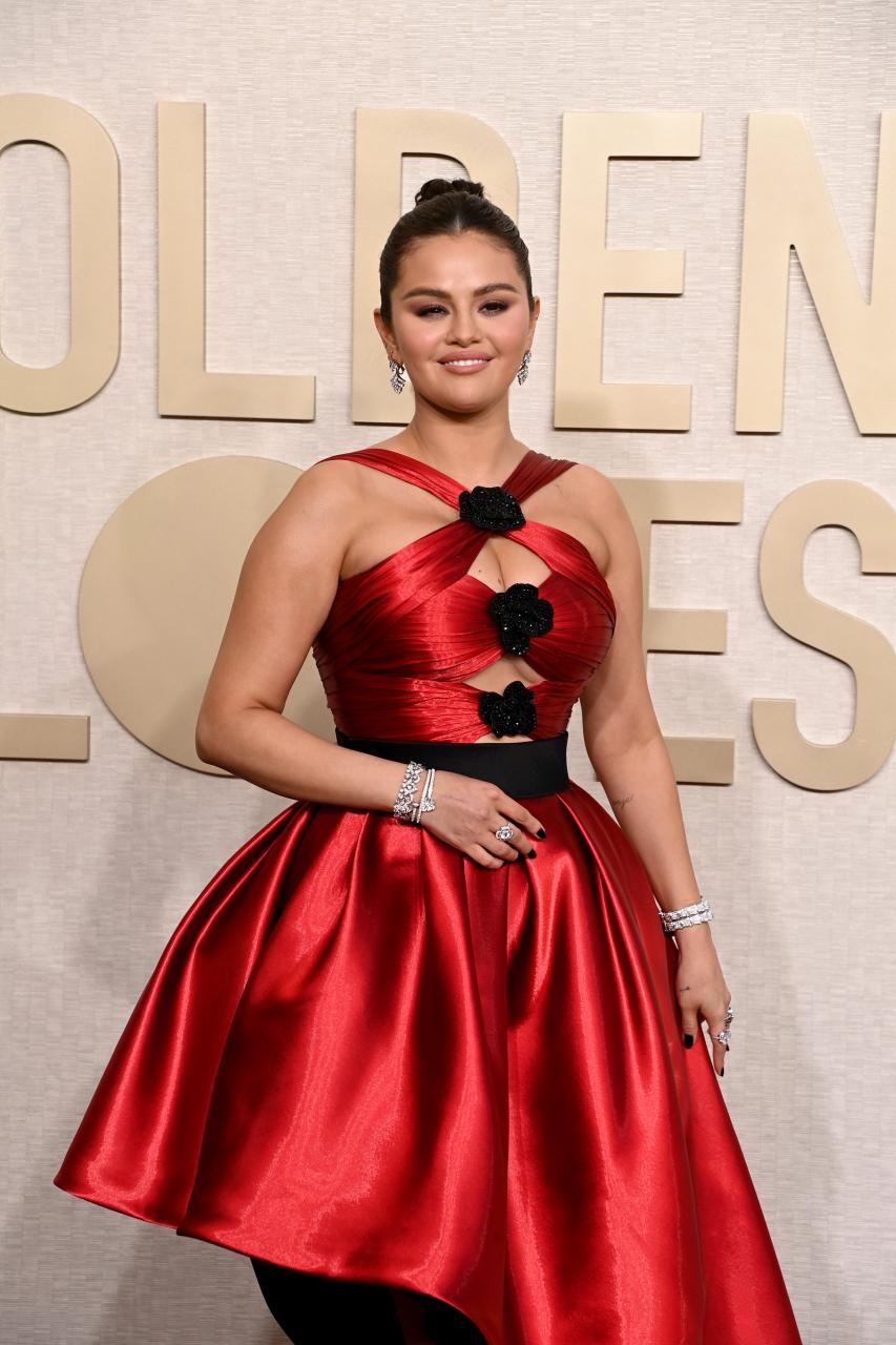 Selena Gomez flaunts curves at the Golden Globes 2024 in red cutout dress