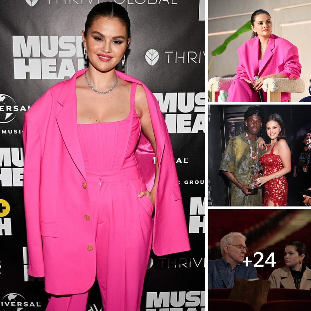 Selena Gomez is vibrant in Barbie pink ensemble as she shares she ‘never really cared about’ being the most followed person on Instagram at Music + Health Summit in LA