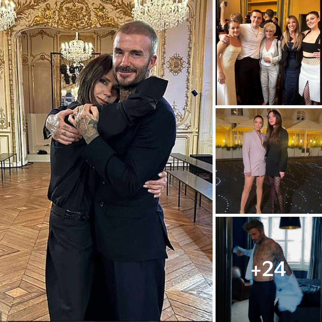 David Beckham heaps praise on wife Victoria Beckham as he shares sweet snap of them cuddling at her hugely successful Paris Fashion Week show… while son Romeo also congratulates the designer