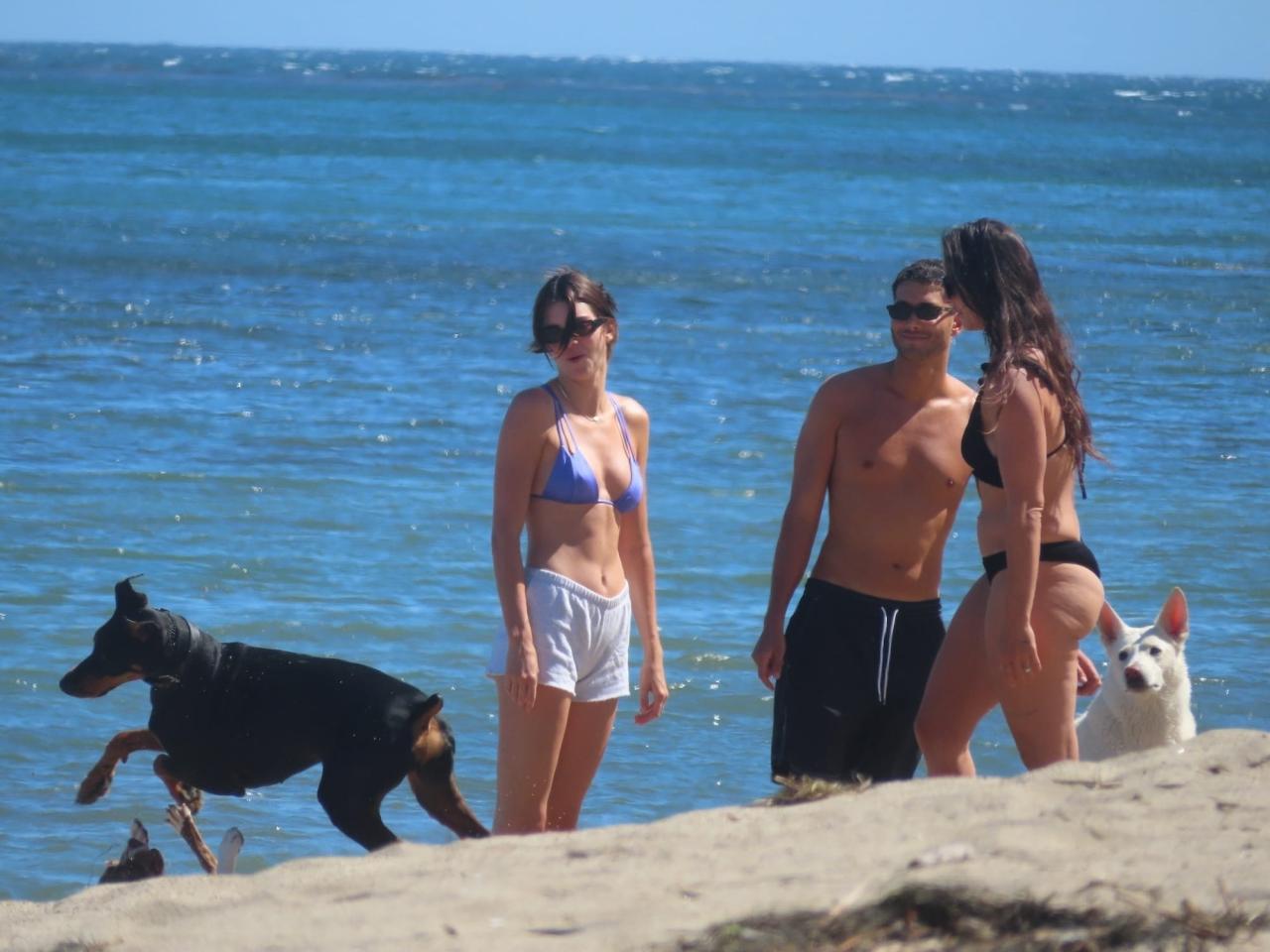 Stunning Kendall Jenner in a Skimpy Hot Blue Bikini at Malibu Beach 2023