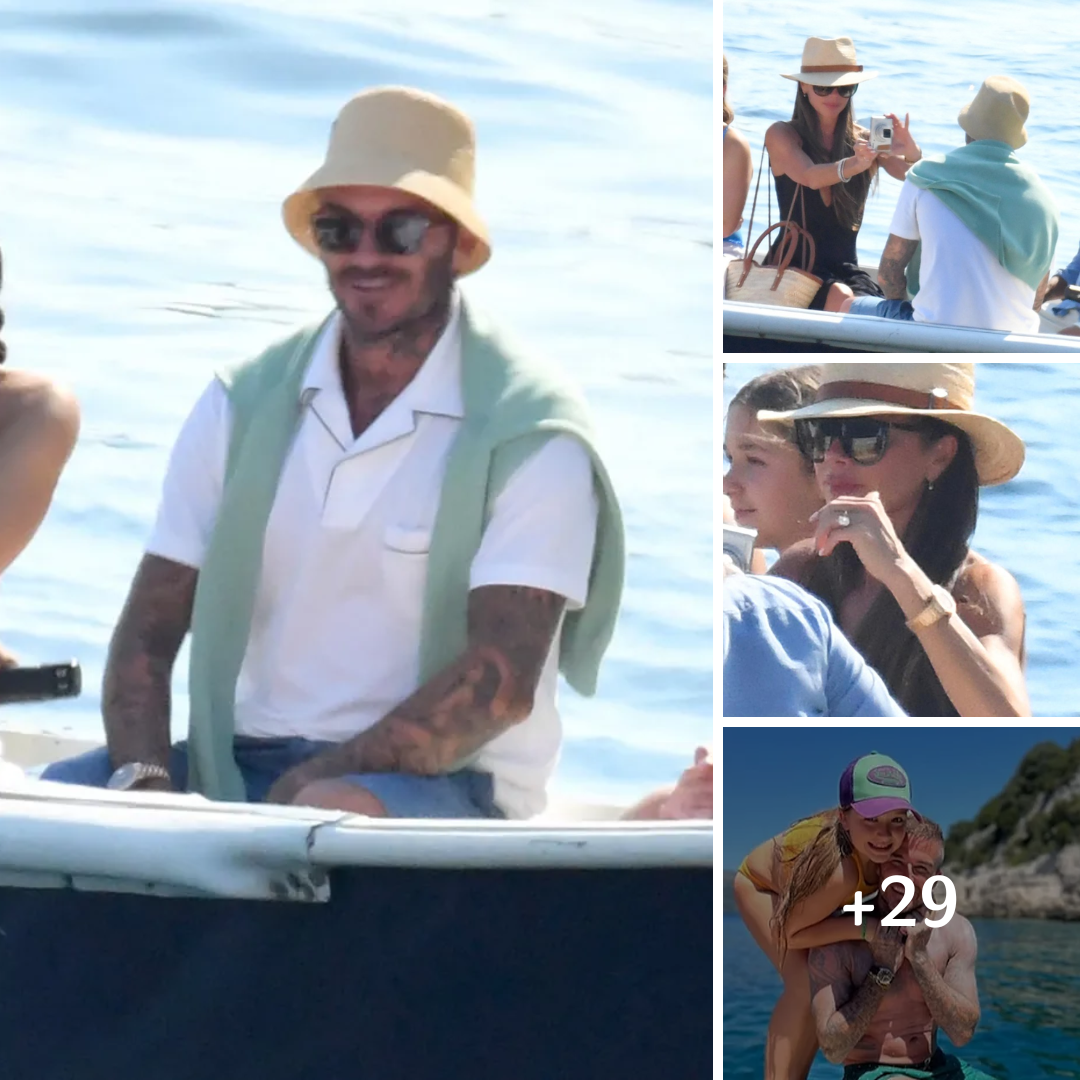 Victoria Beckham takes photos of husband David on boat trip as they put vicious restaurant fight behind them