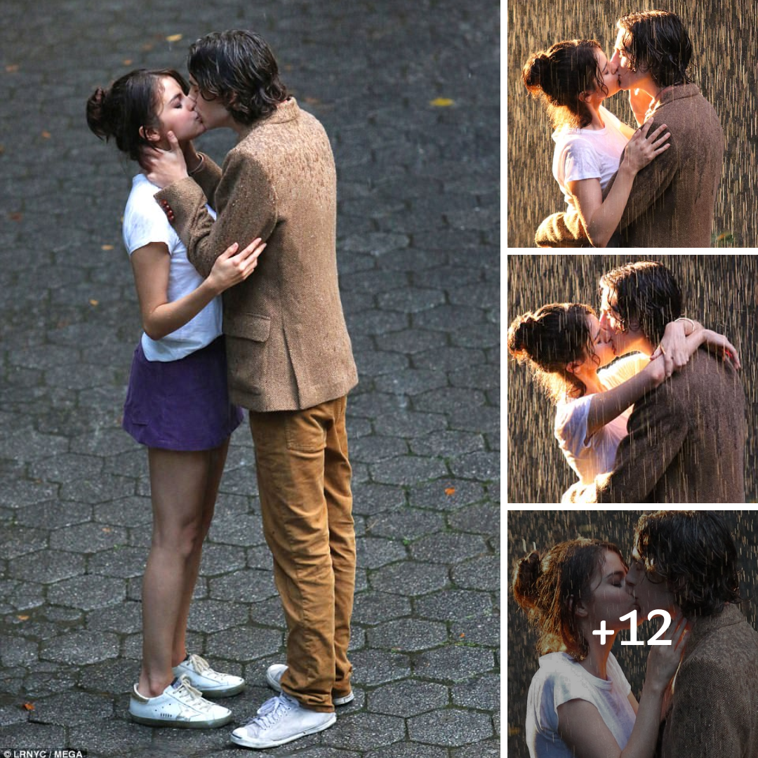 Don’t rain on her parade! Leggy Selena Gomez passionately locks lips with actor Timothee Chalamet as they film steamy scenes for Woody Allen’s new flick