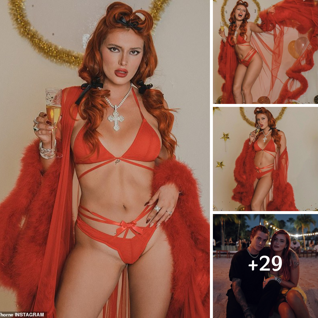 Bella Thorne kicks off the new year in racy red lingerie during boudoir style shoot