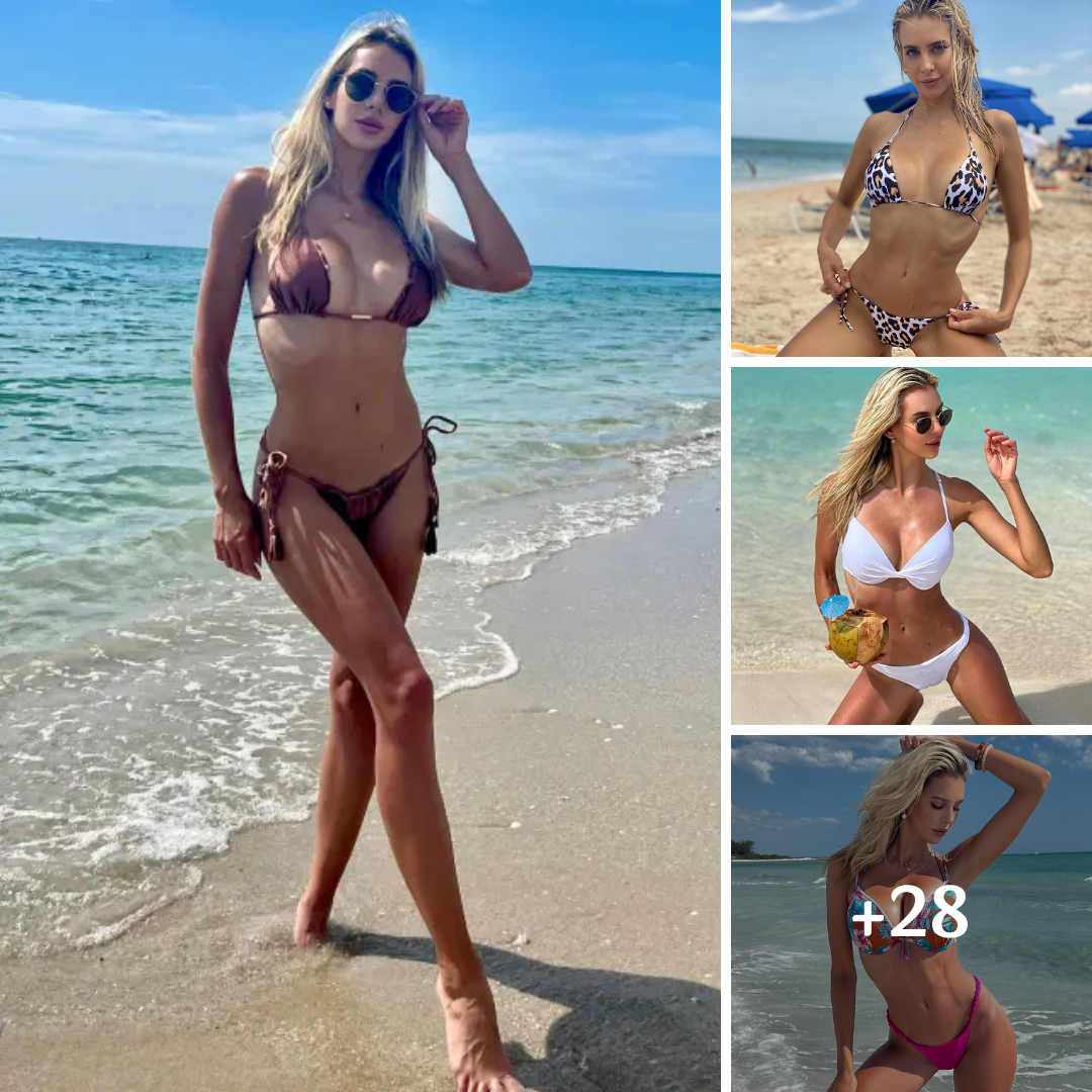 Bri Teresi shows off ‘outrageous’ figure in tiny bikini on beach as fans call stunning golf influencer ‘dreamboat’